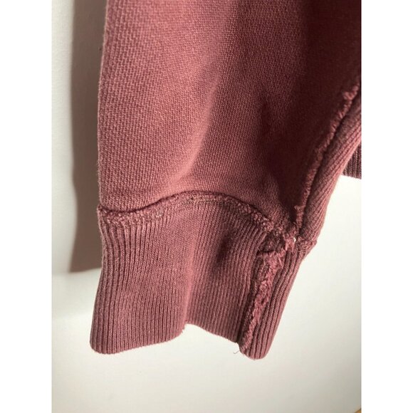 Abercrombie & Fitch Teen Men's Small Thick Heavy Burgundy Distressed Hoodie - Picture 2 of 14